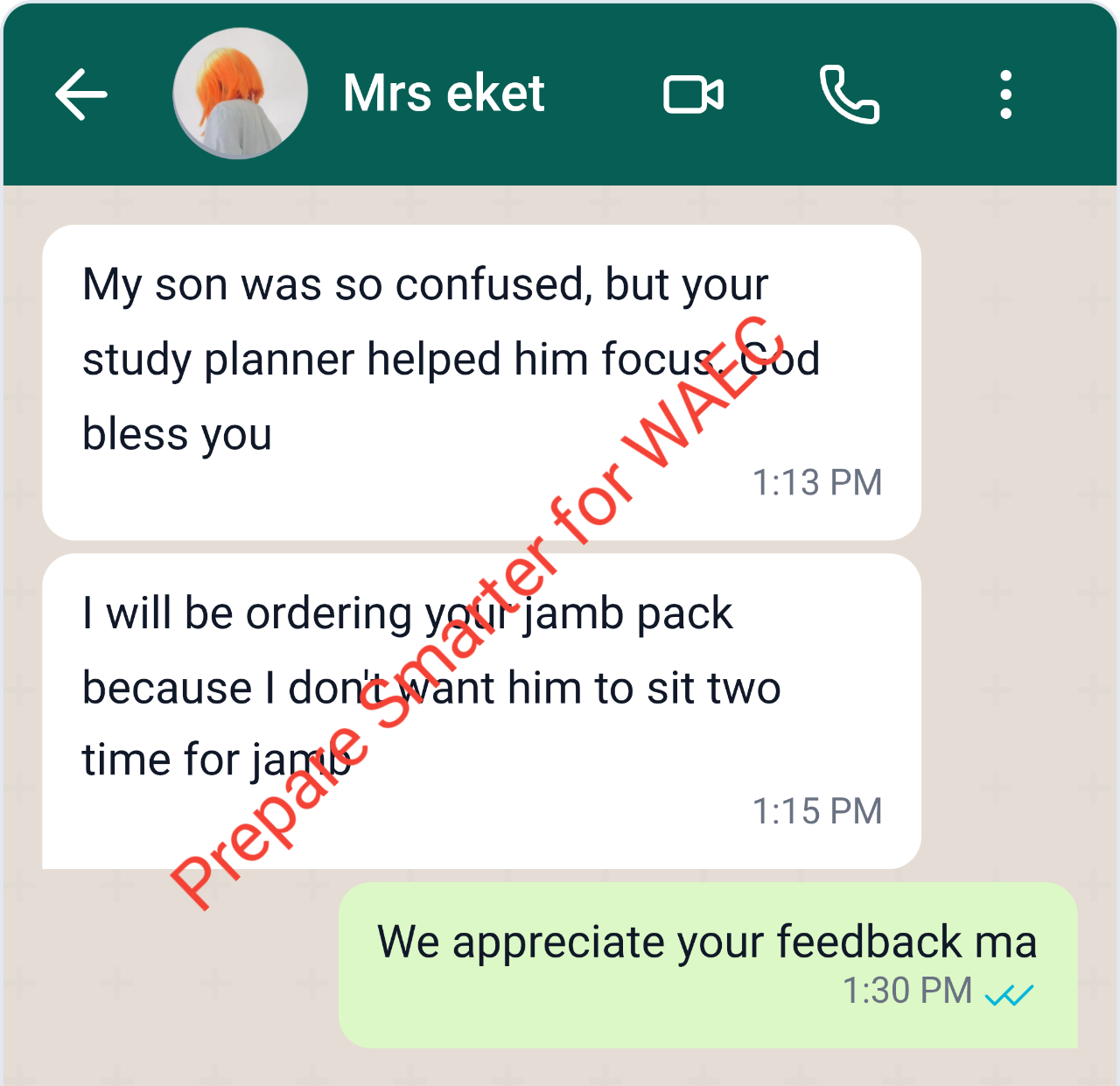 Mrs Eket testimonial